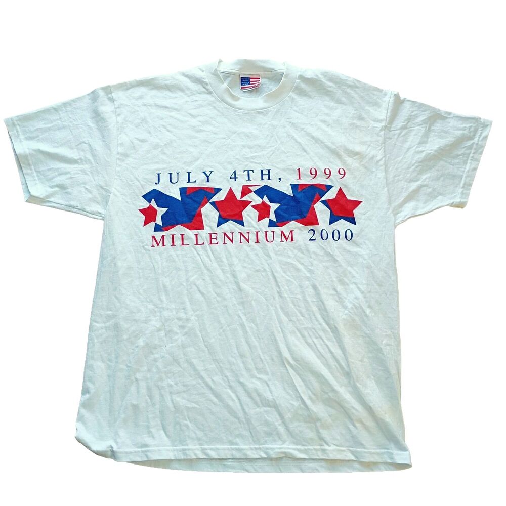 Vintage Millennium 4th of July T Shirt 1999-2000 Stars Independence Day Y2K XL